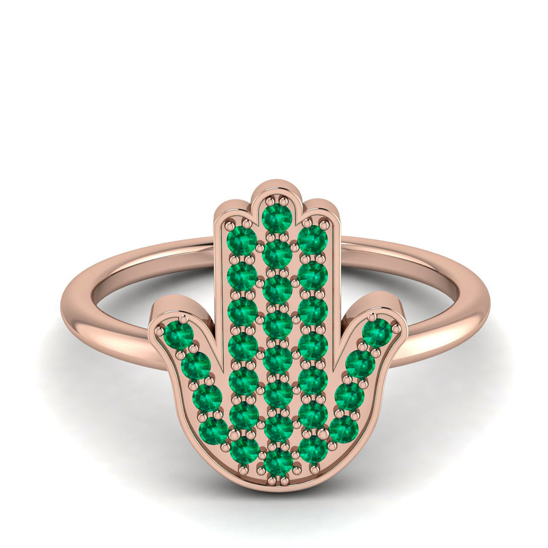 Emerald Pave Hamsah Ring - Maeve No. 5