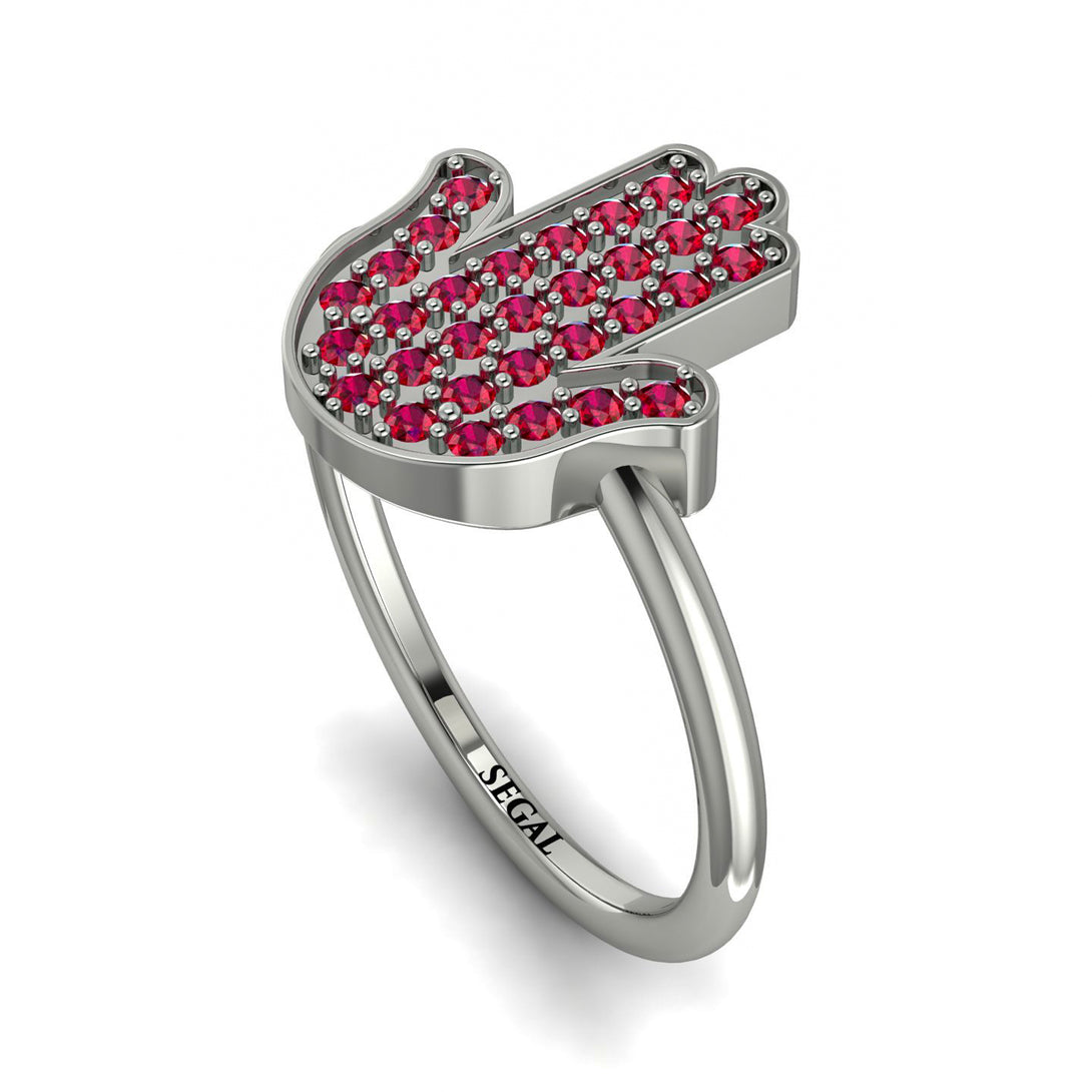 Ruby Pave Hamsah Ring - Maeve No. 12
