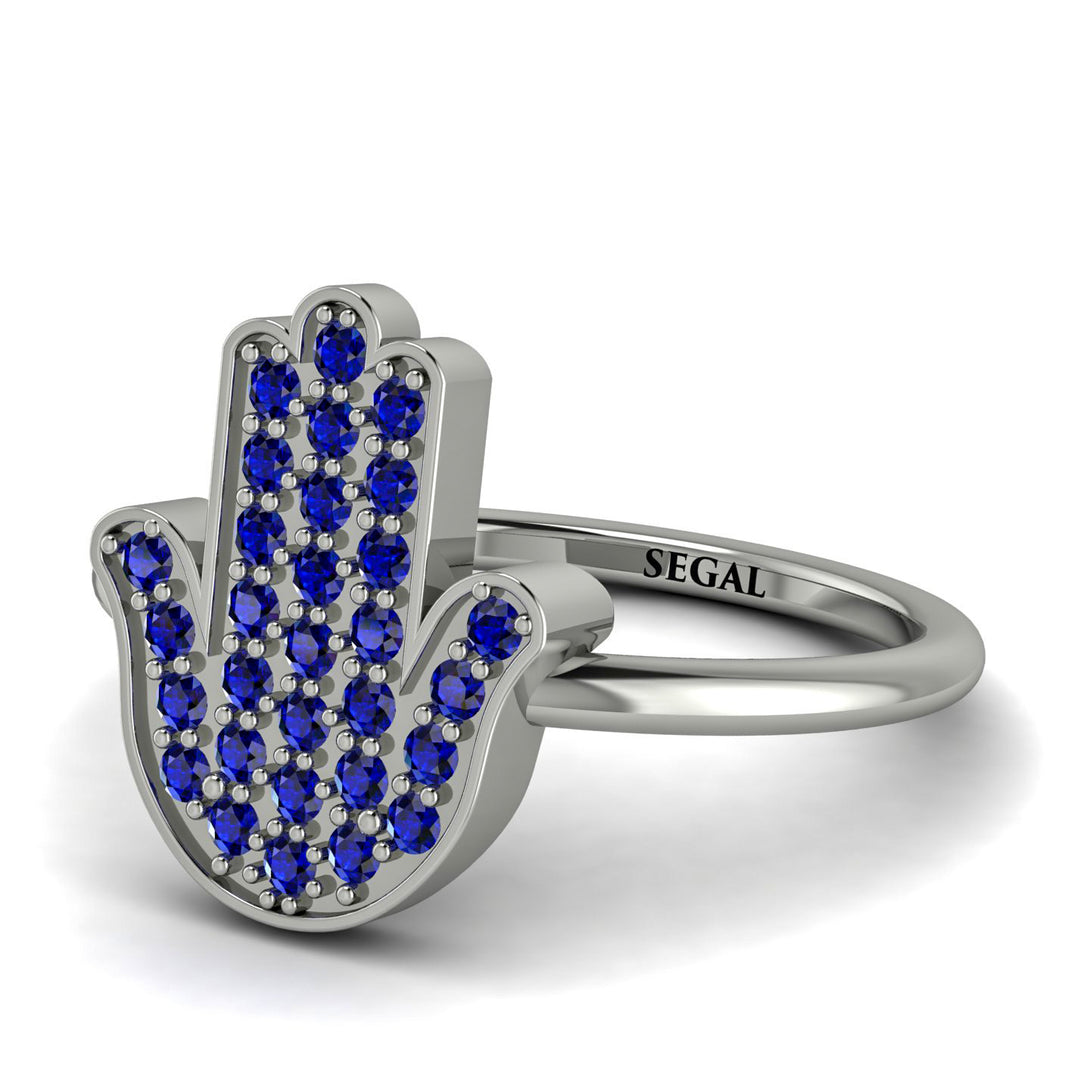Sapphire Pave Hamsah Ring - Maeve No. 15