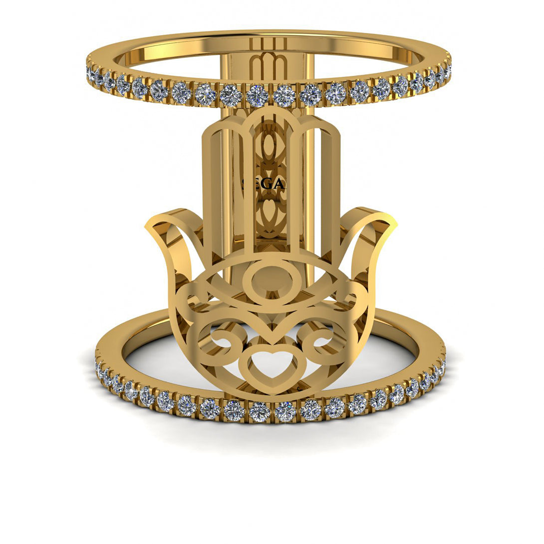 Unique Diamond Hamsah Ring - Raven No. 1