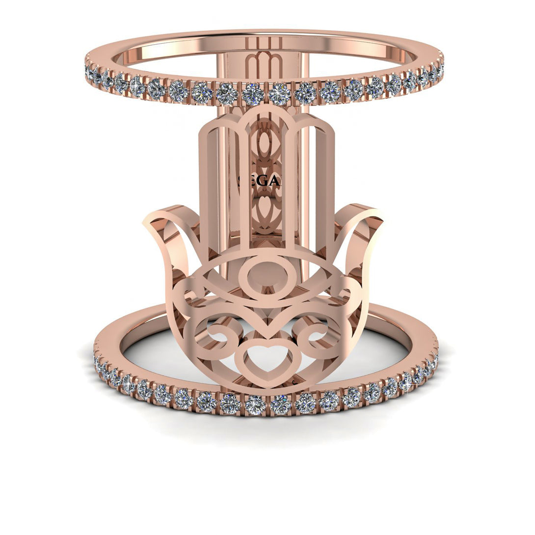 Unique Diamond Hamsah Ring - Raven No. 2