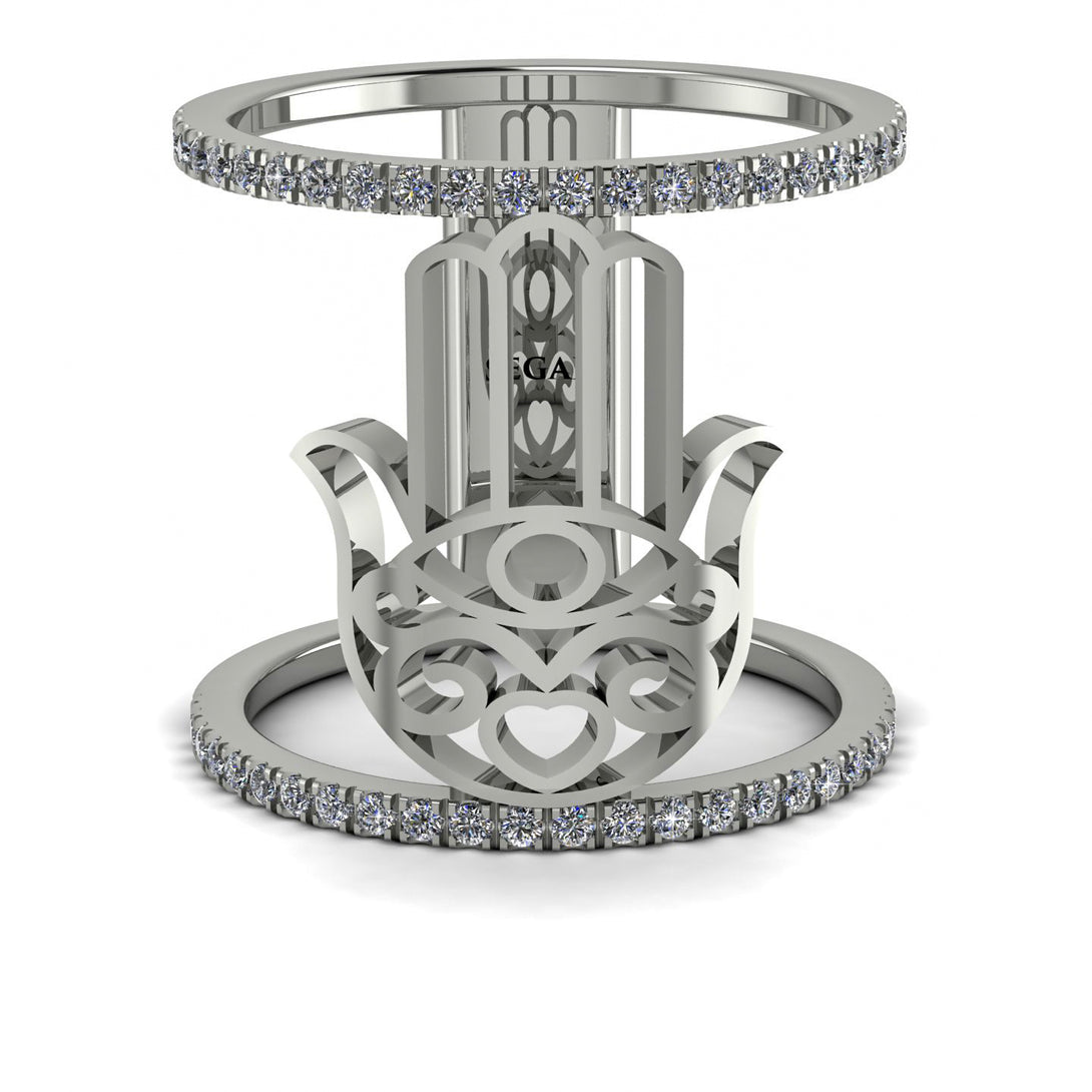 Unique Diamond Hamsah Ring - Raven No. 3