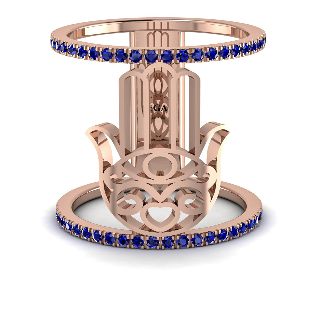Unique Sapphire Hamsah Ring - Raven No. 14