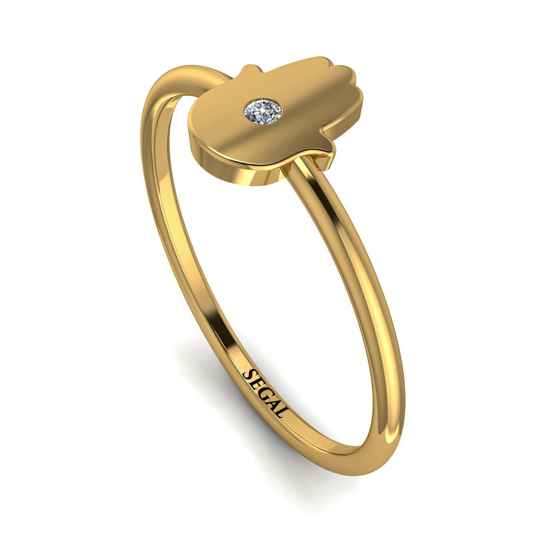 Minimalist Diamond Hamsah Ring - Linda No. 1