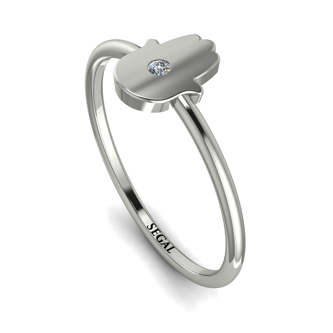 Minimalist Diamond Hamsah Ring - Linda No. 3