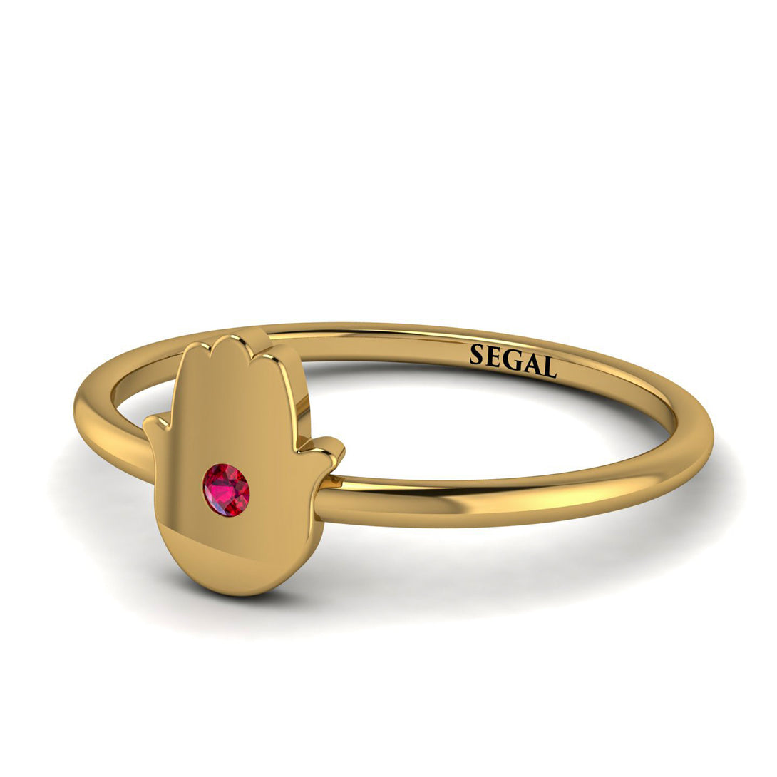 Minimalist Ruby Hamsah Ring - Linda No. 10