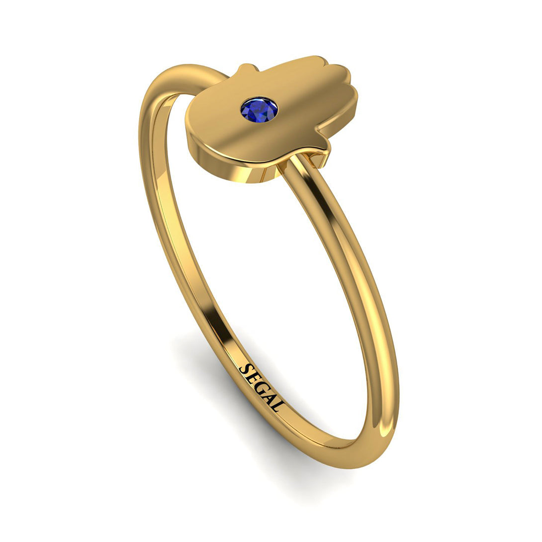 Minimalist Sapphire Hamsah Ring - Linda No. 13