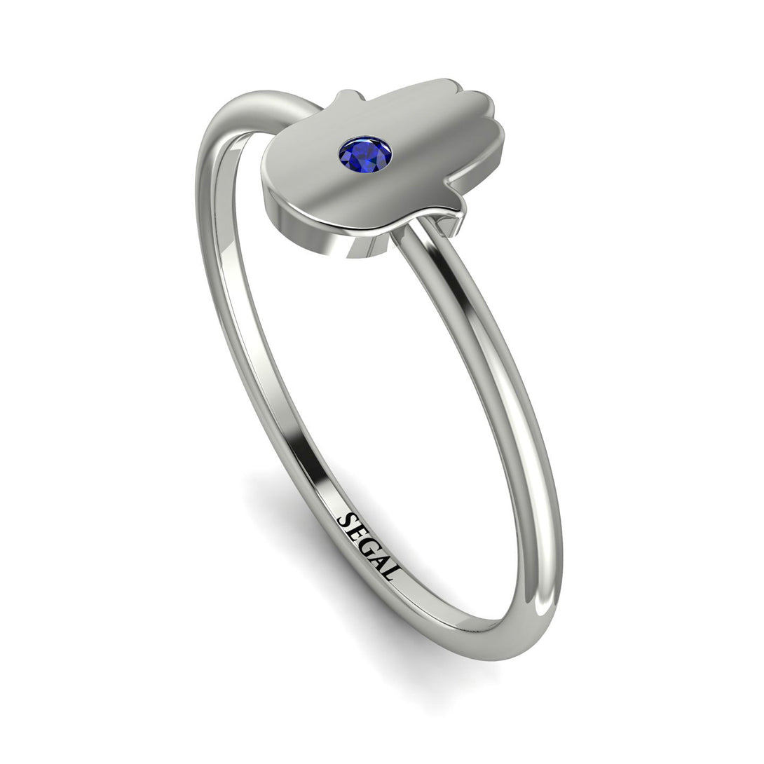 Minimalist Sapphire Hamsah Ring - Linda No. 15