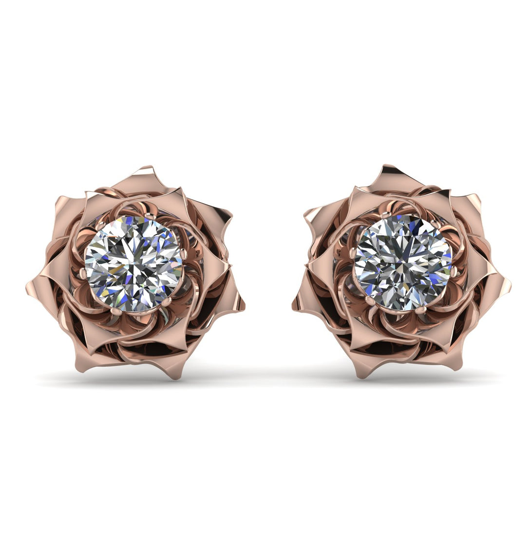 A lady's Rose Diamond Earrings- Elena no. 2