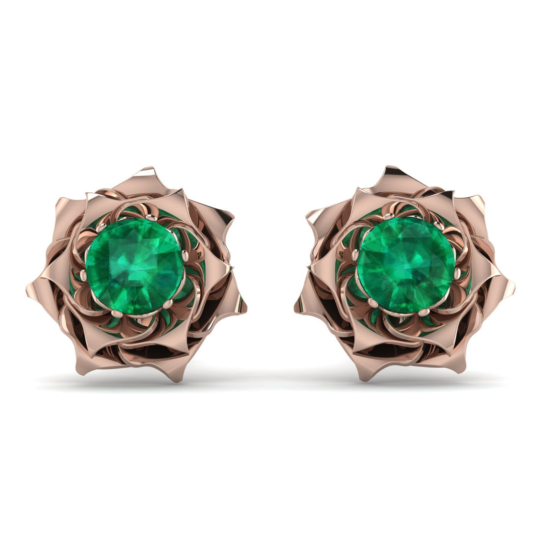 A lady's Rose Emerald Earrings- Elena no. 5