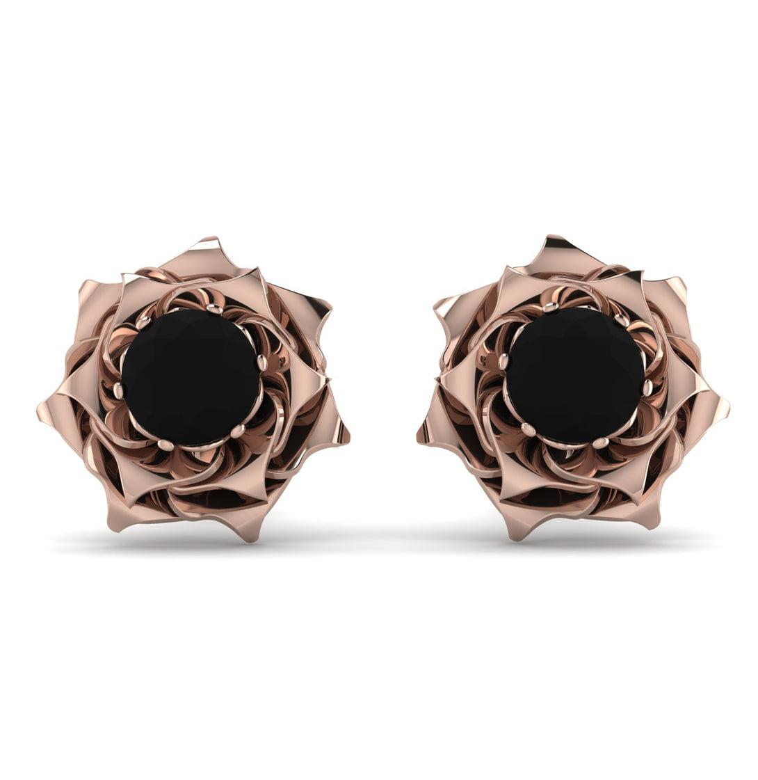 A lady's Rose Black Diamond Earrings- Elena no. 8