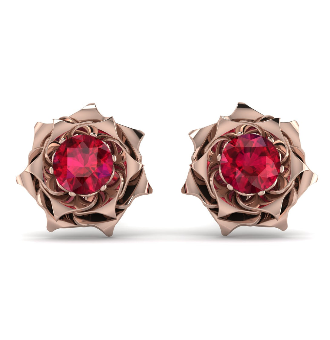 A lady's Rose Ruby Earrings- Elena no. 11