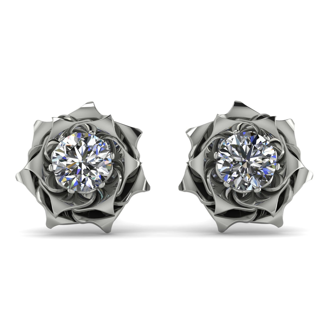 A lady's Rose Diamond Earrings- Elena no. 3