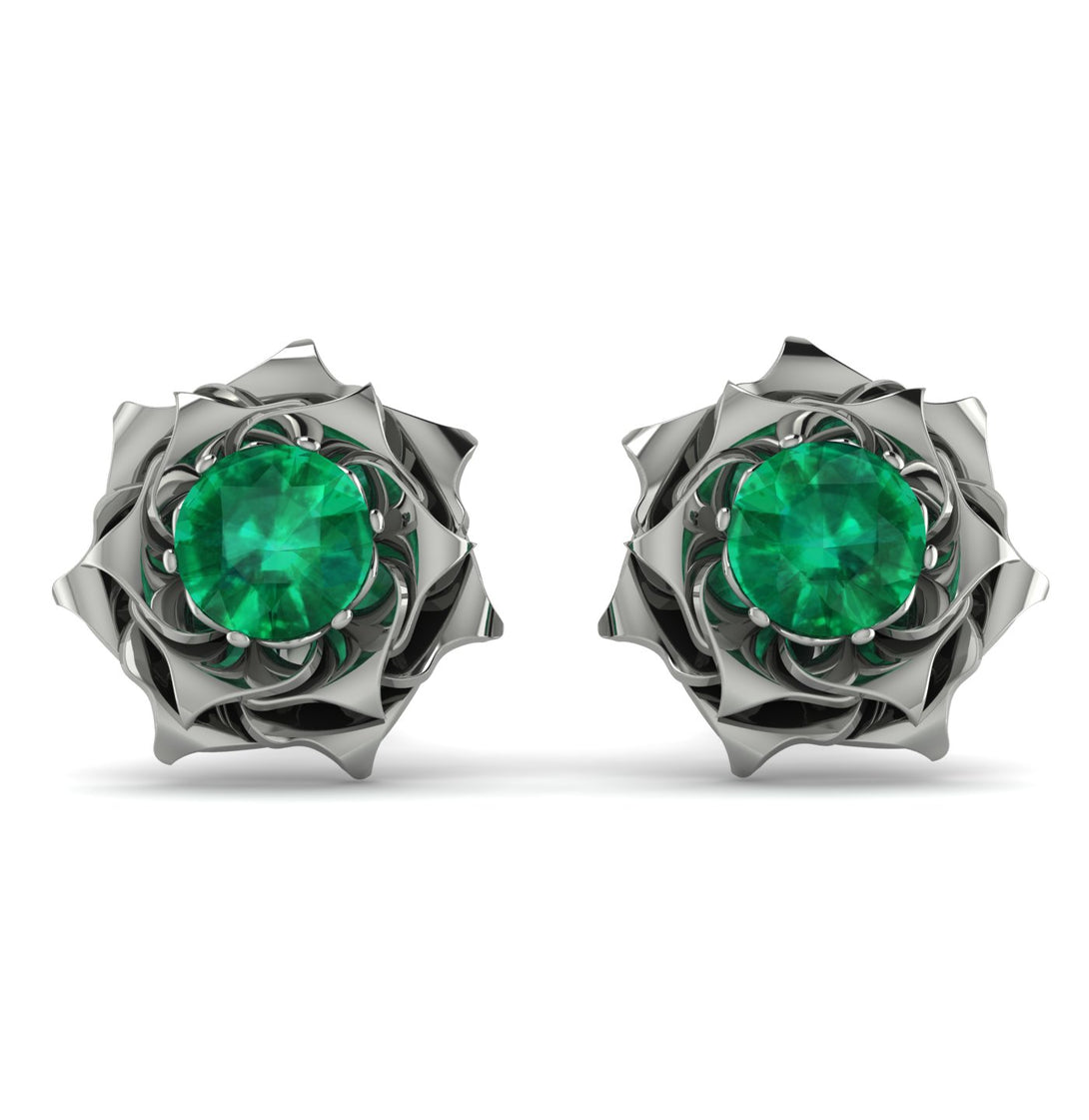 A lady's Rose Emerald Earrings- Elena no. 6