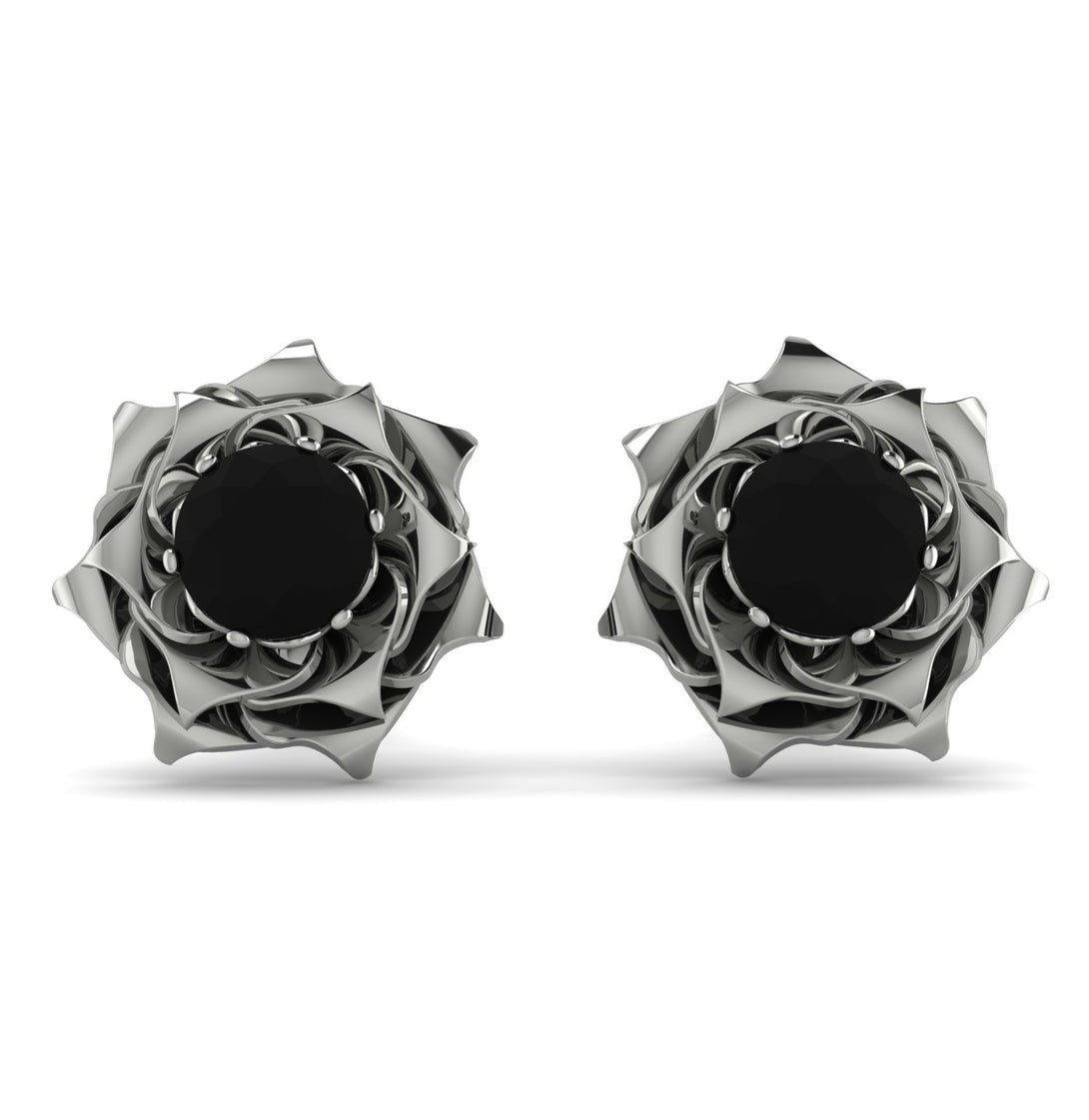 A lady's Rose Black Diamond Earrings- Elena no. 9