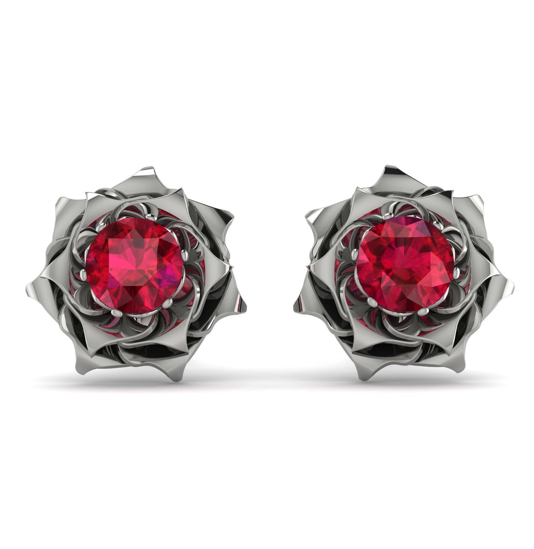 A lady's Rose Ruby Earrings- Elena no. 12