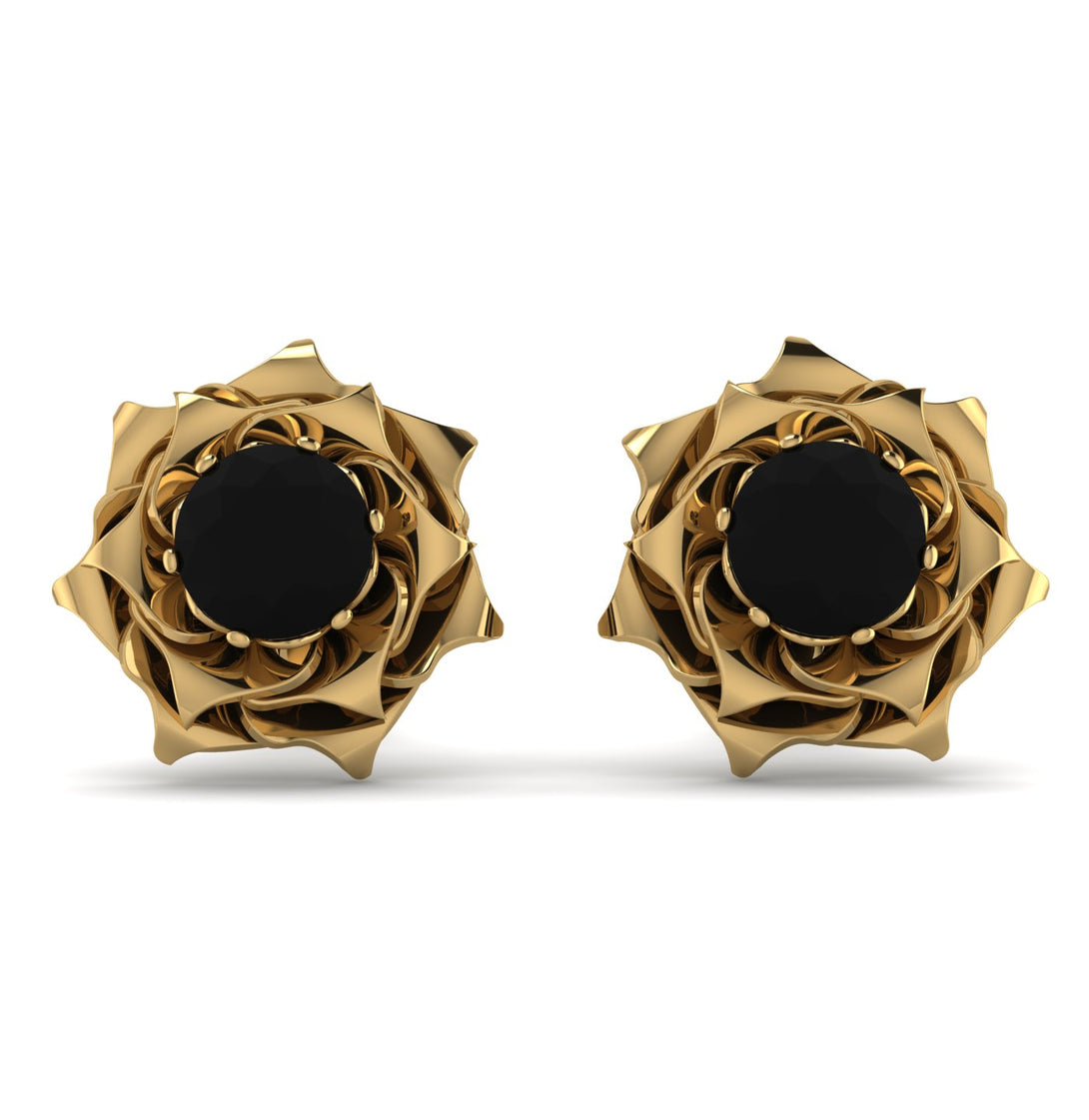 A lady's Rose Black Diamond Earrings- Elena no. 7