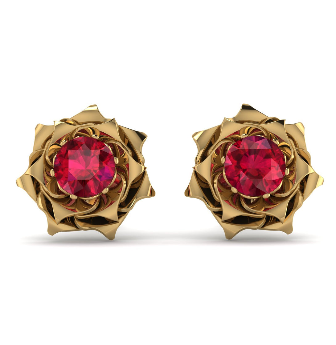 A lady's Rose Ruby Earrings- Elena no. 10