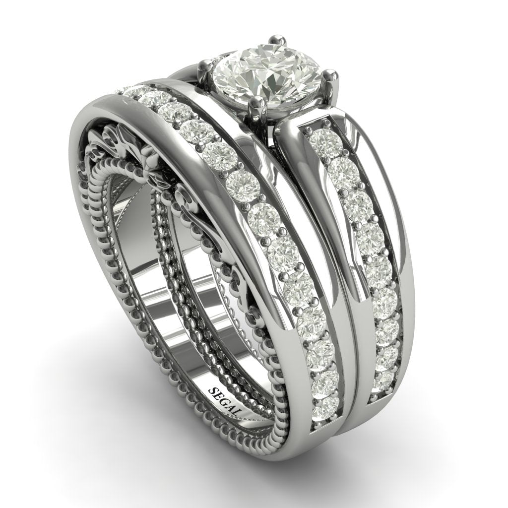 Stairway to Heaven Bridal Set Diamond Ring- Gabriella no. 3 - Wide Version