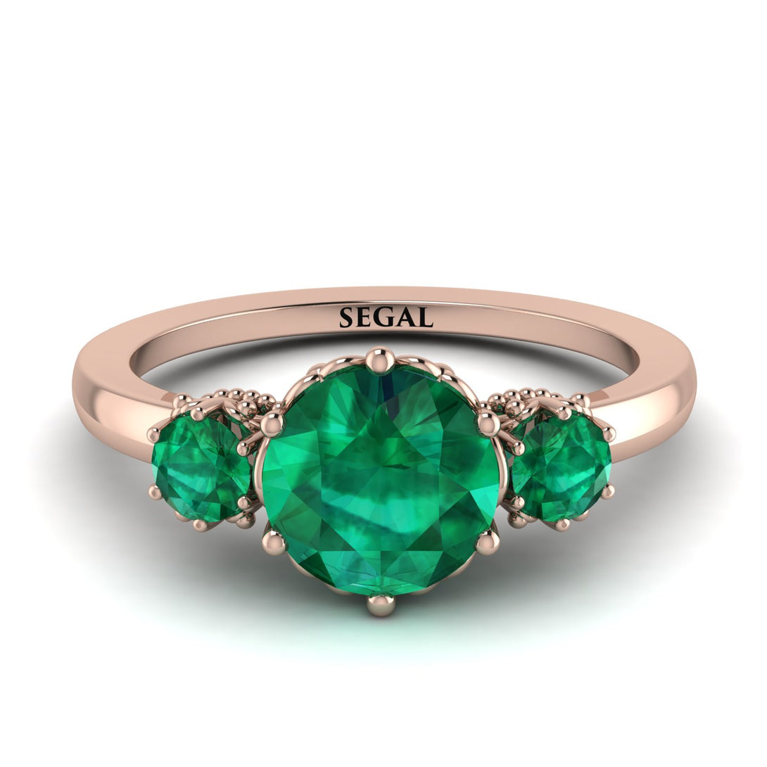 Classic 3 Stone Emerald Engagement Ring - Sofia No. 20