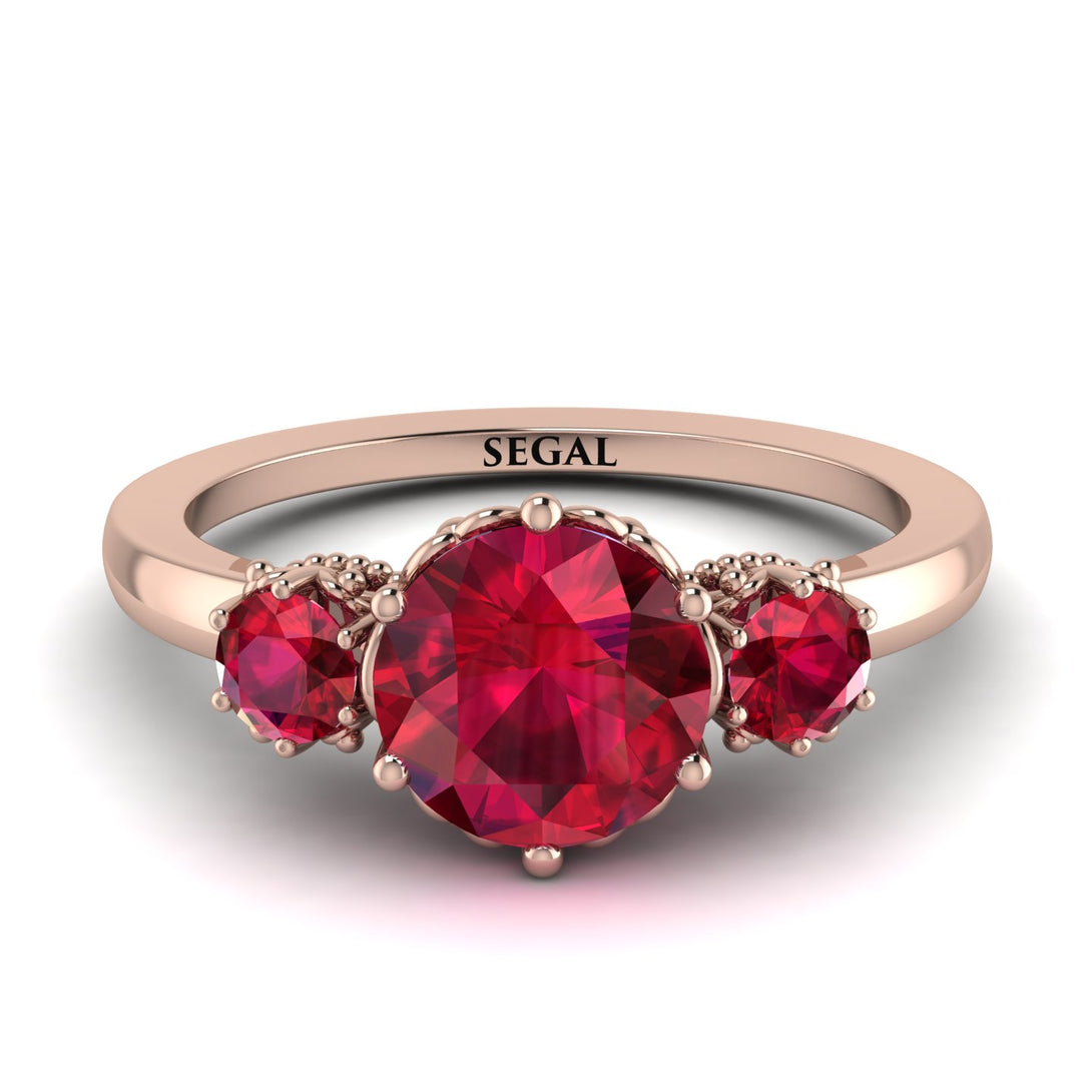 Classic 3 Stone Ruby Engagement Ring - Sofia No. 56