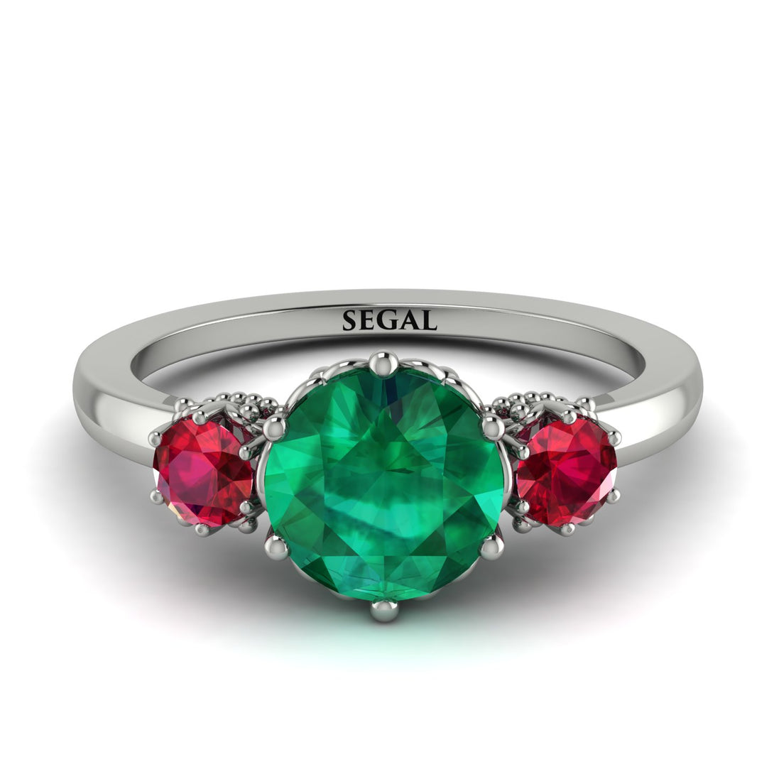 Classic 3 Stone Emerald Engagement Ring - Sofia No. 51