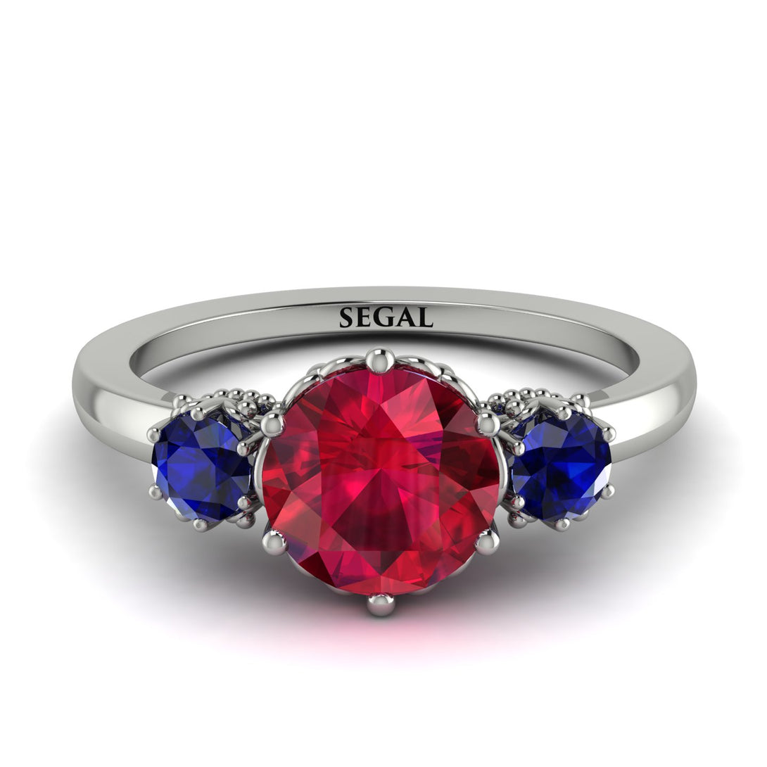Classic 3 Stone Ruby Engagement Ring - Sofia No. 72