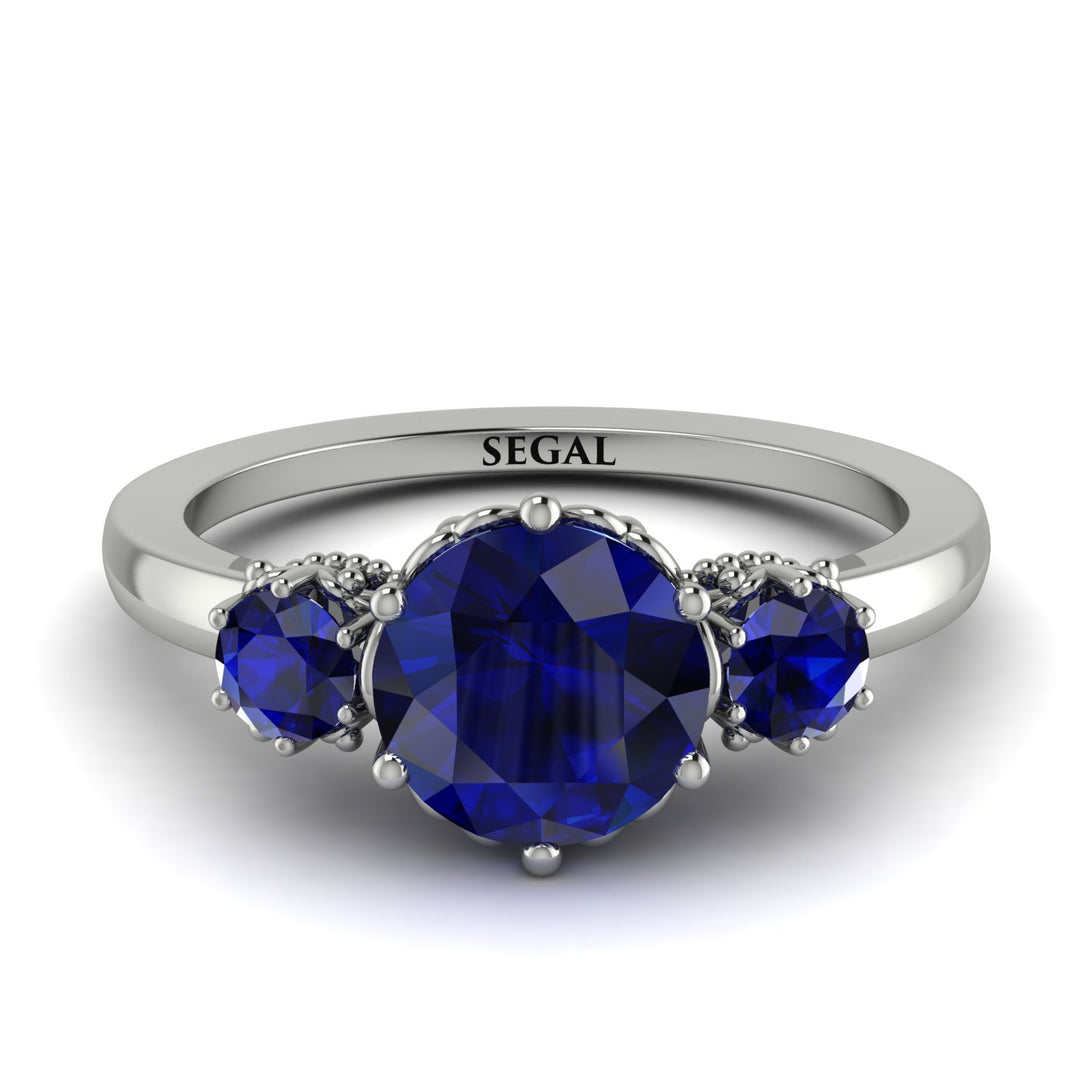 Classic 3 Stone Sapphire Engagement Ring - Sofia No. 75