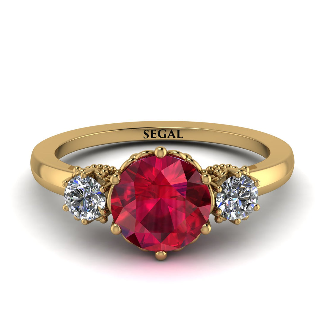 Classic 3 Stone Ruby Engagement Ring - Sofia No. 10