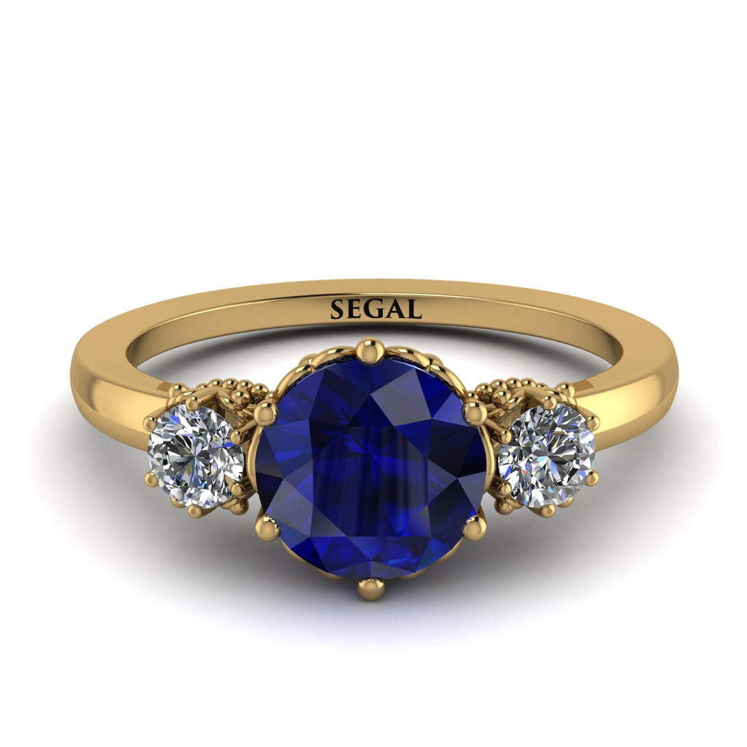 Classic 3 Stone Sapphire Engagement Ring - Sofia No. 13
