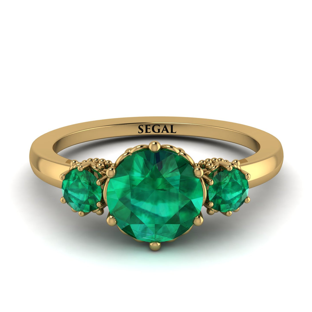 Classic 3 Stone Emerald Engagement Ring - Sofia No. 19