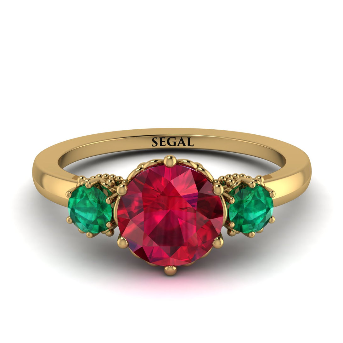 Classic 3 Stone Ruby Engagement Ring - Sofia No. 25