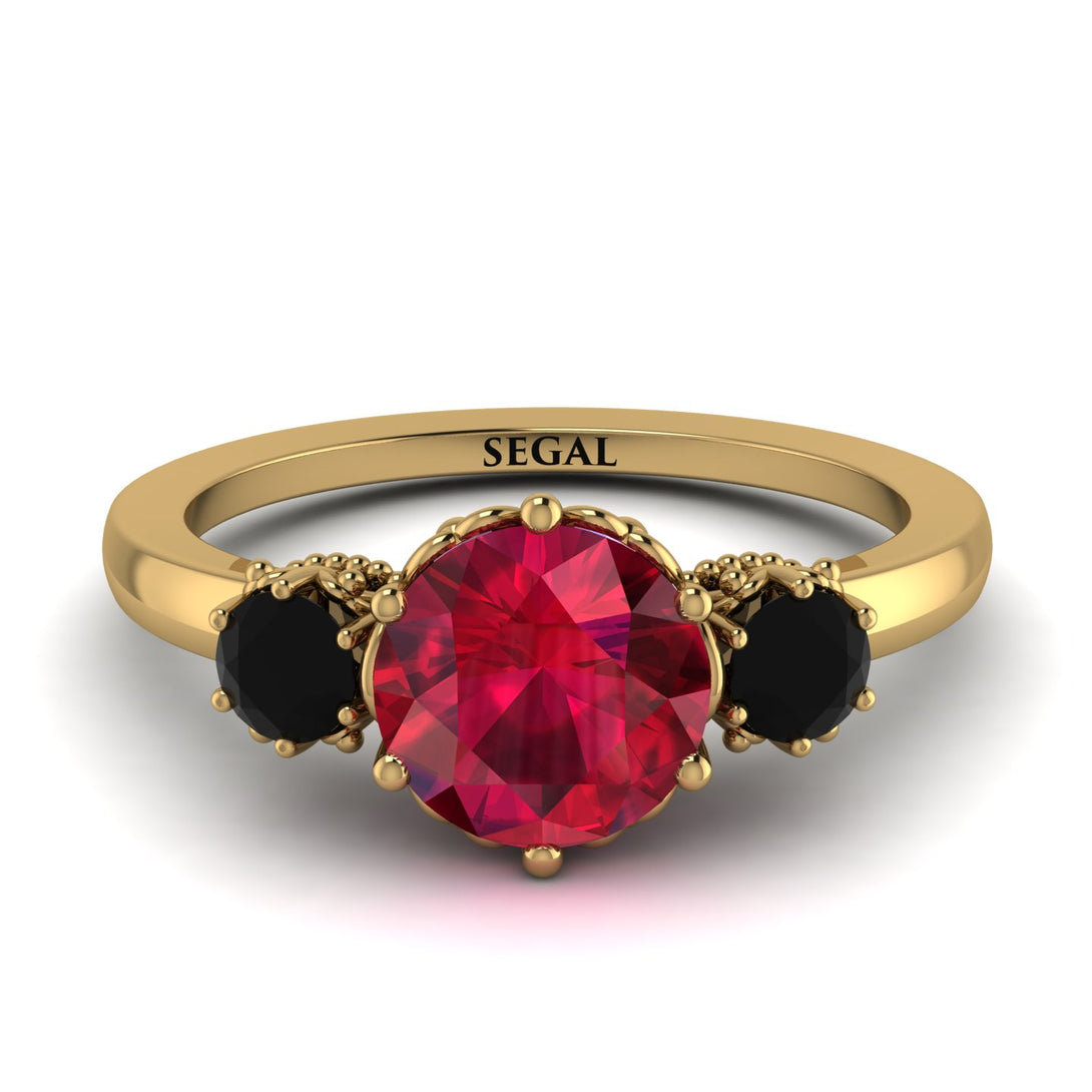 Classic 3 Stone Ruby Engagement Ring - Sofia No. 40
