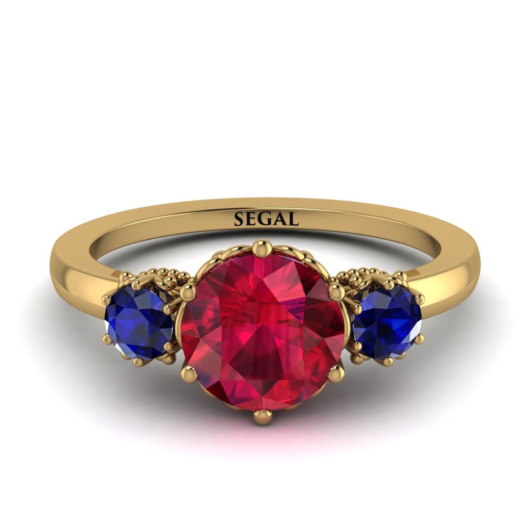Classic 3 Stone Ruby Engagement Ring - Sofia No. 70