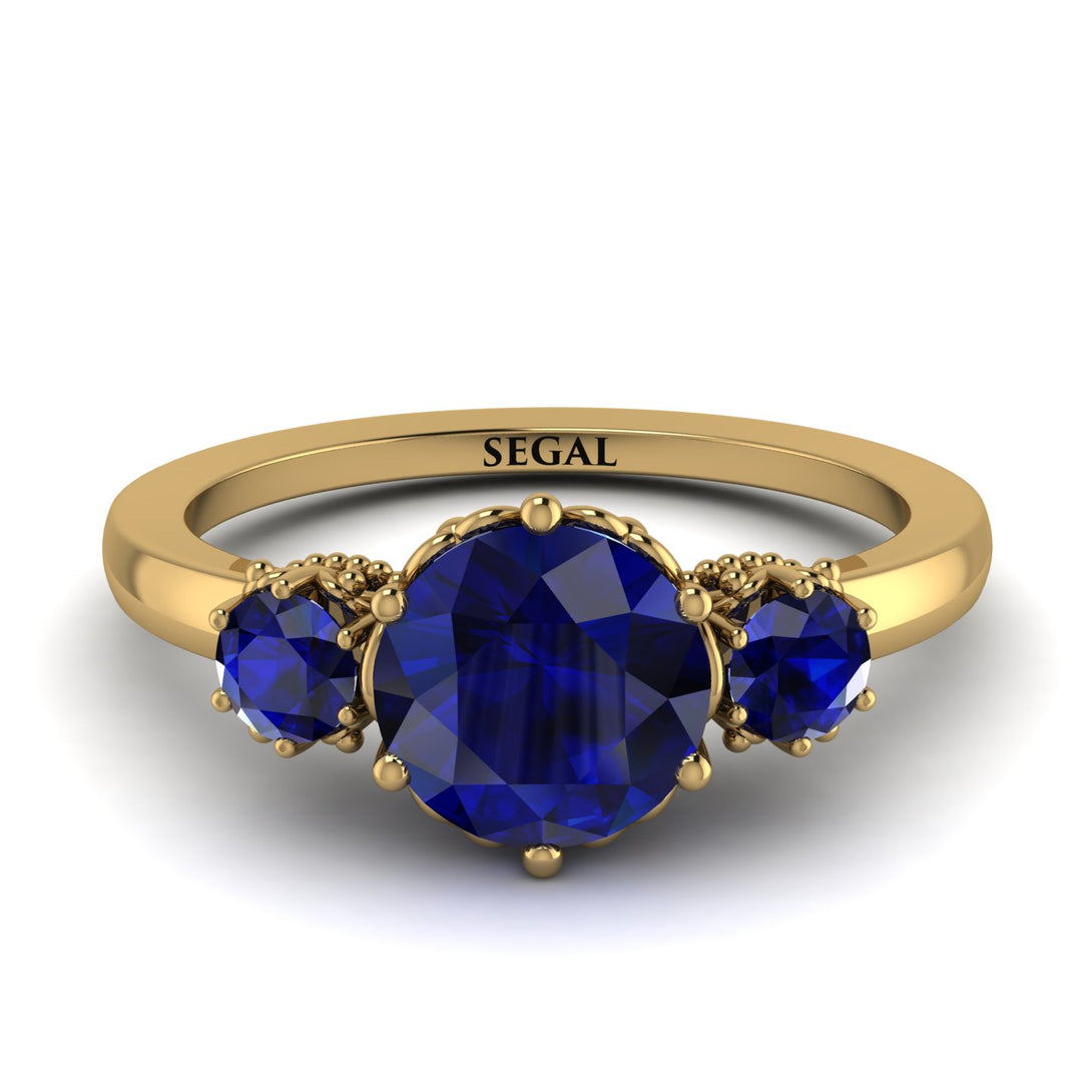 Classic 3 Stone Sapphire Engagement Ring - Sofia No. 73
