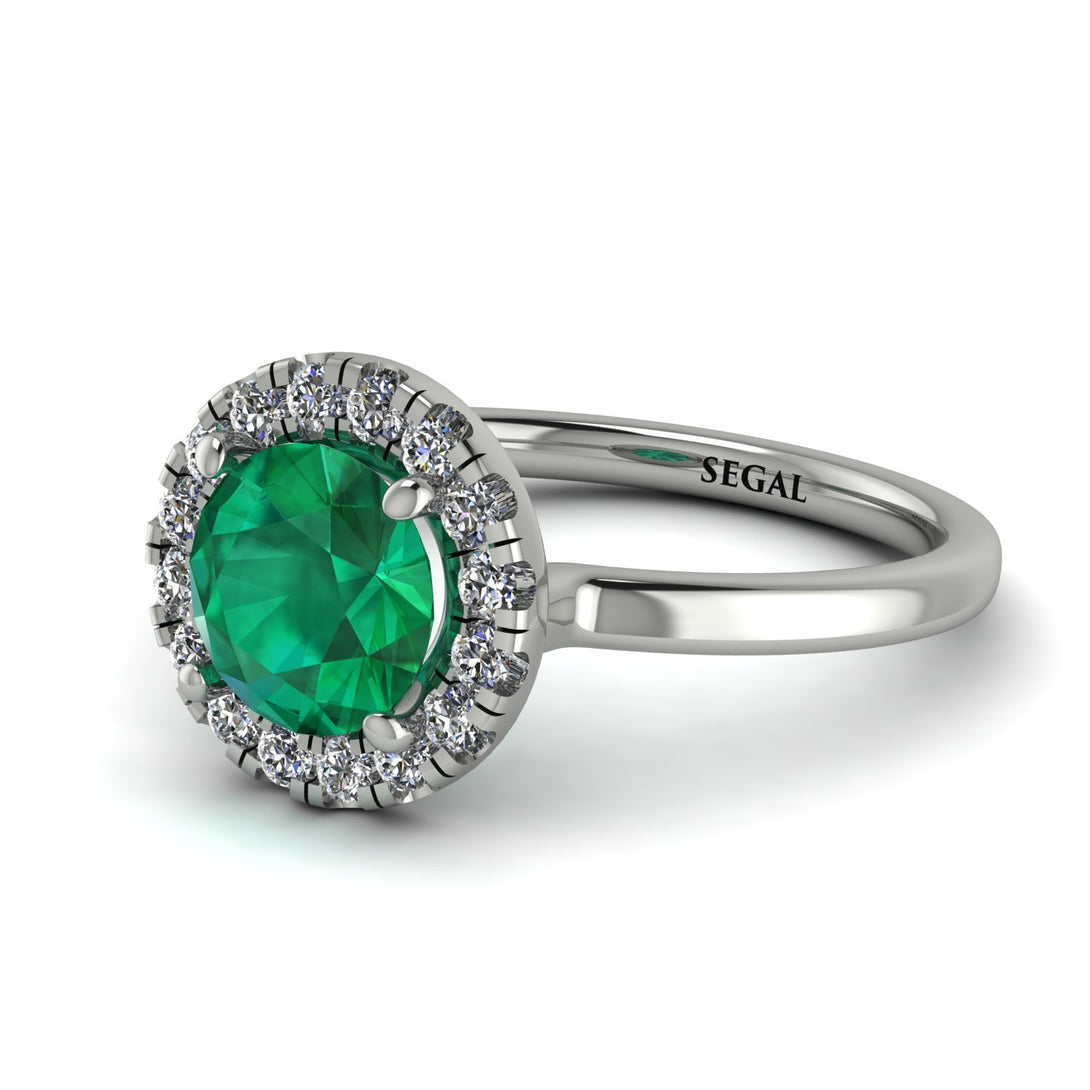 1ct Round Emerald Engagement Ring - Natalia No. 6