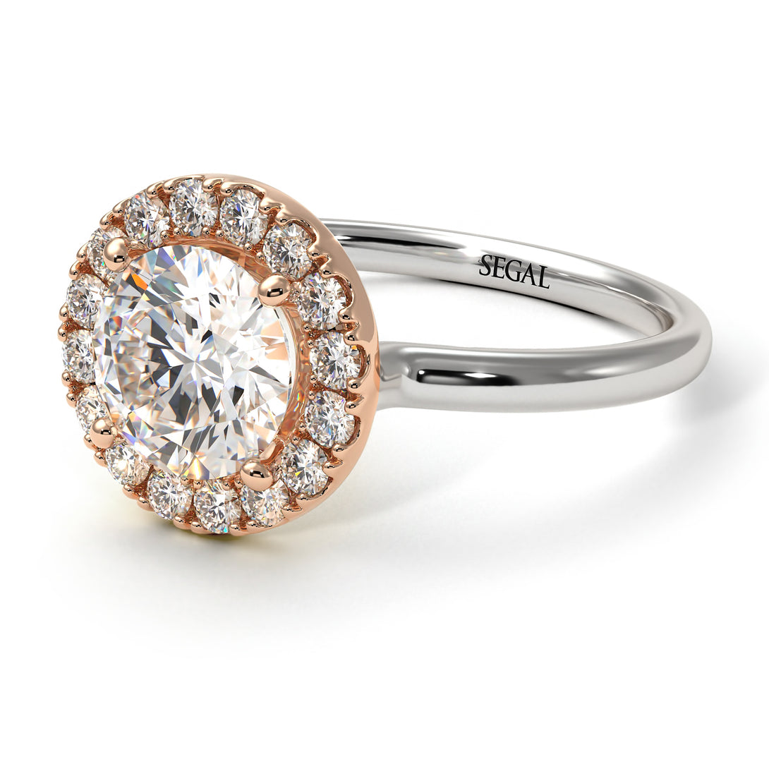 Two Tones 1ct Round Diamond Engagement Ring - Natalia No. 78
