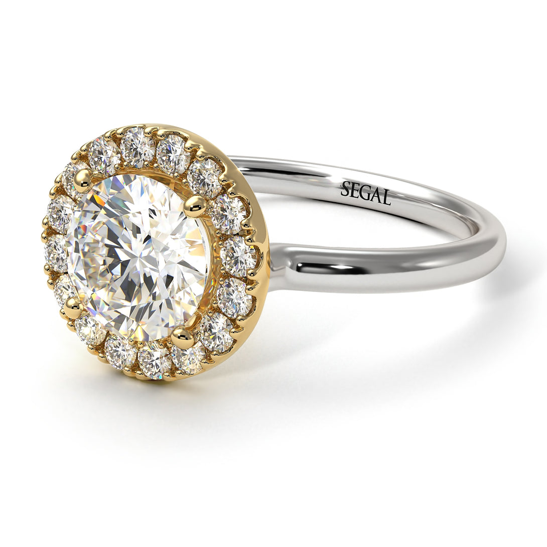 Two Tones 1ct Round Diamond Engagement Ring - Natalia No. 77