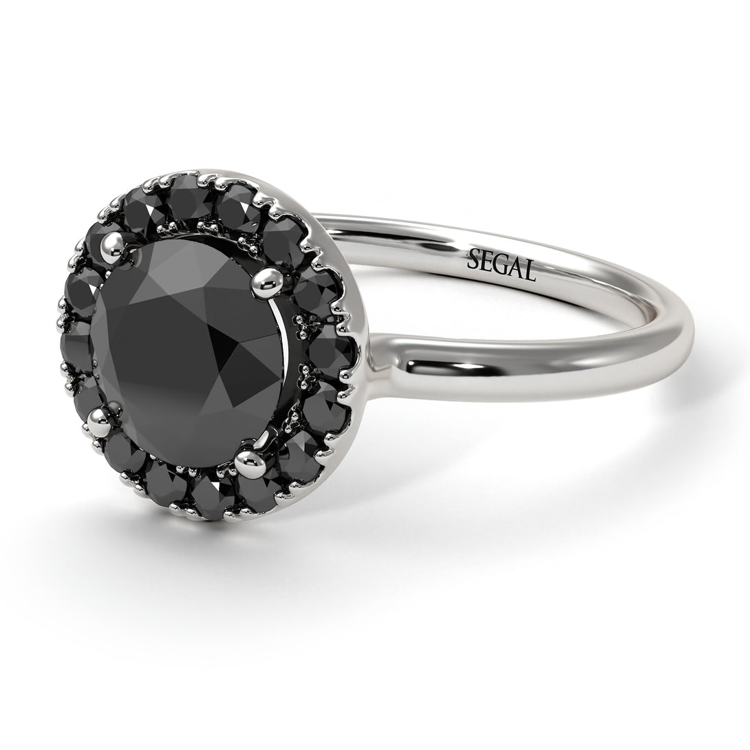 1ct Round Black Diamond Engagement Ring - Natalia No. 39