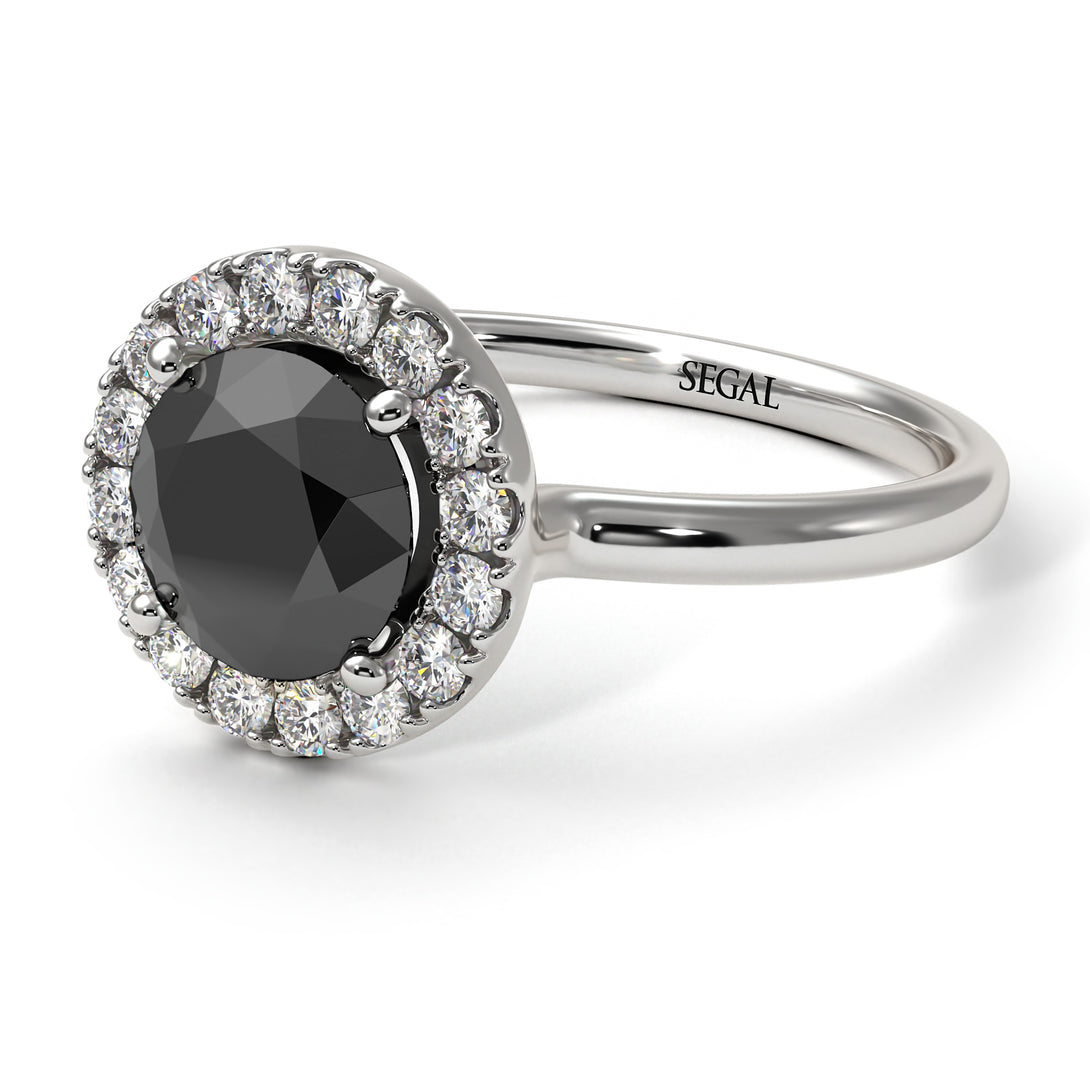 1ct Round Black Diamond Engagement Ring - Natalia No. 9