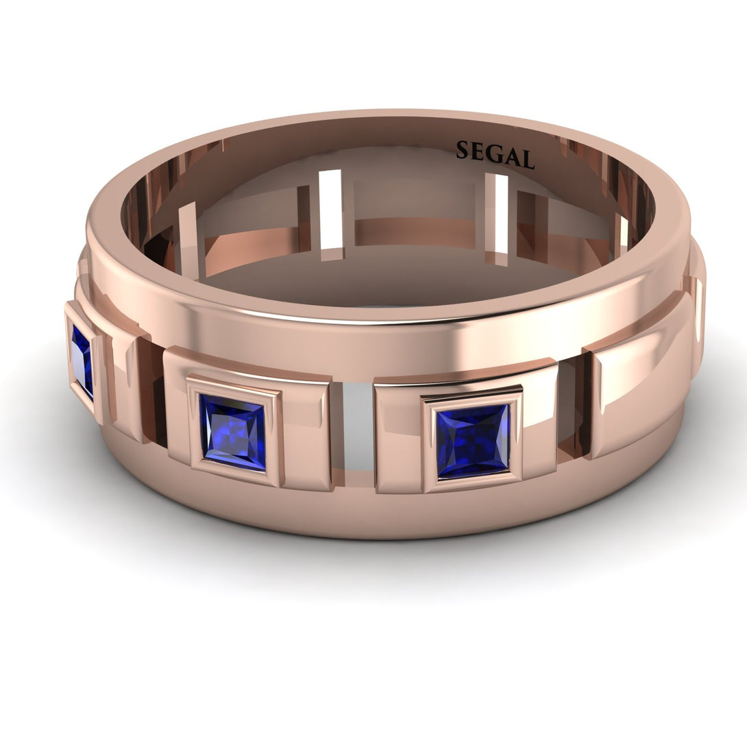 Architectural Princess Sapphire Wedding Band - Henry No. 14