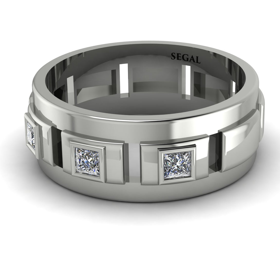 Architectural Princess Diamond Wedding Band - Henry No. 3