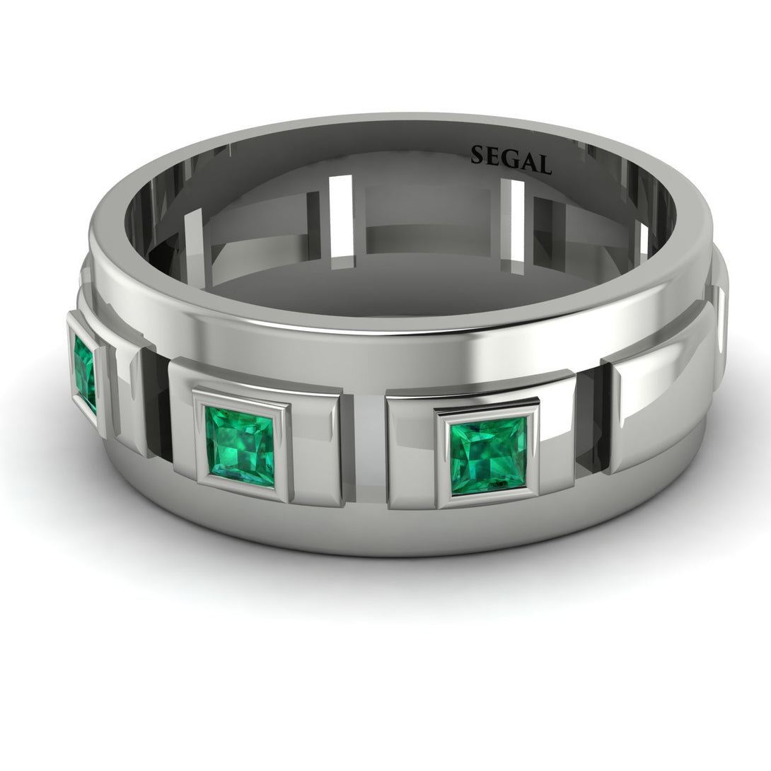 Architectural Princess Emerald Wedding Band - Henry No. 12