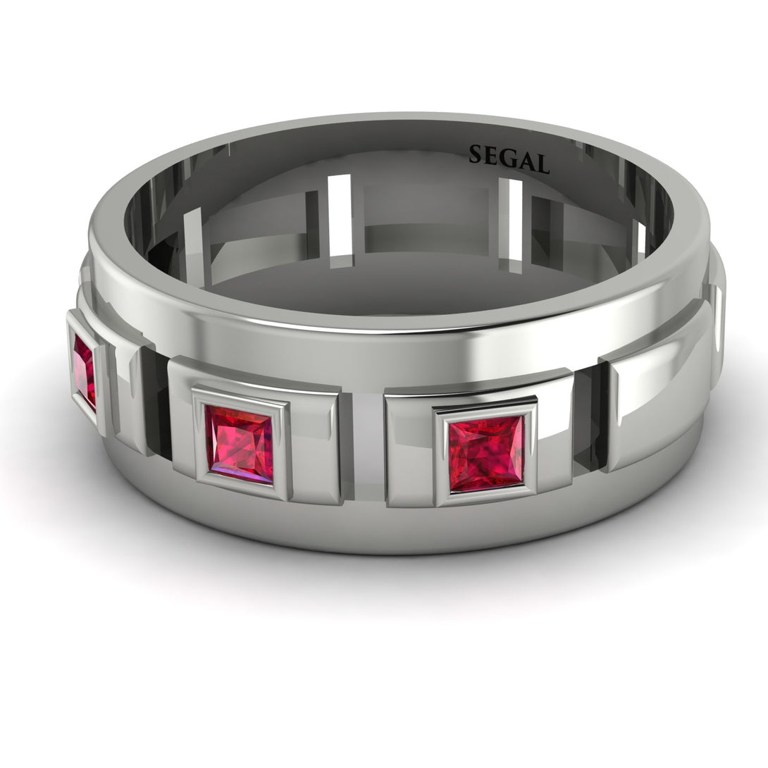 Architectural Princess Ruby Wedding Band - Henry No. 9