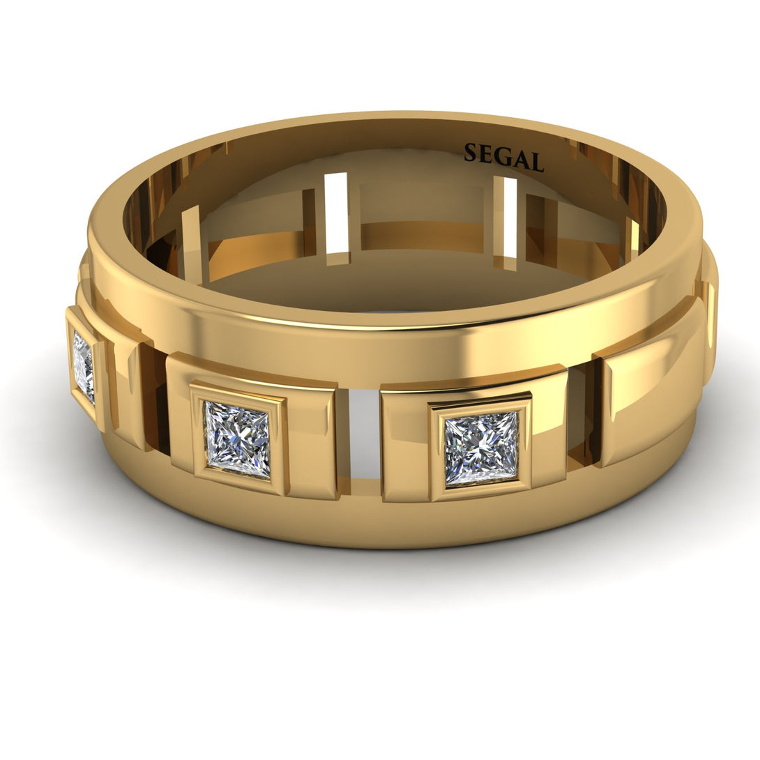Architectural Princess Diamond Wedding Band - Henry No. 1