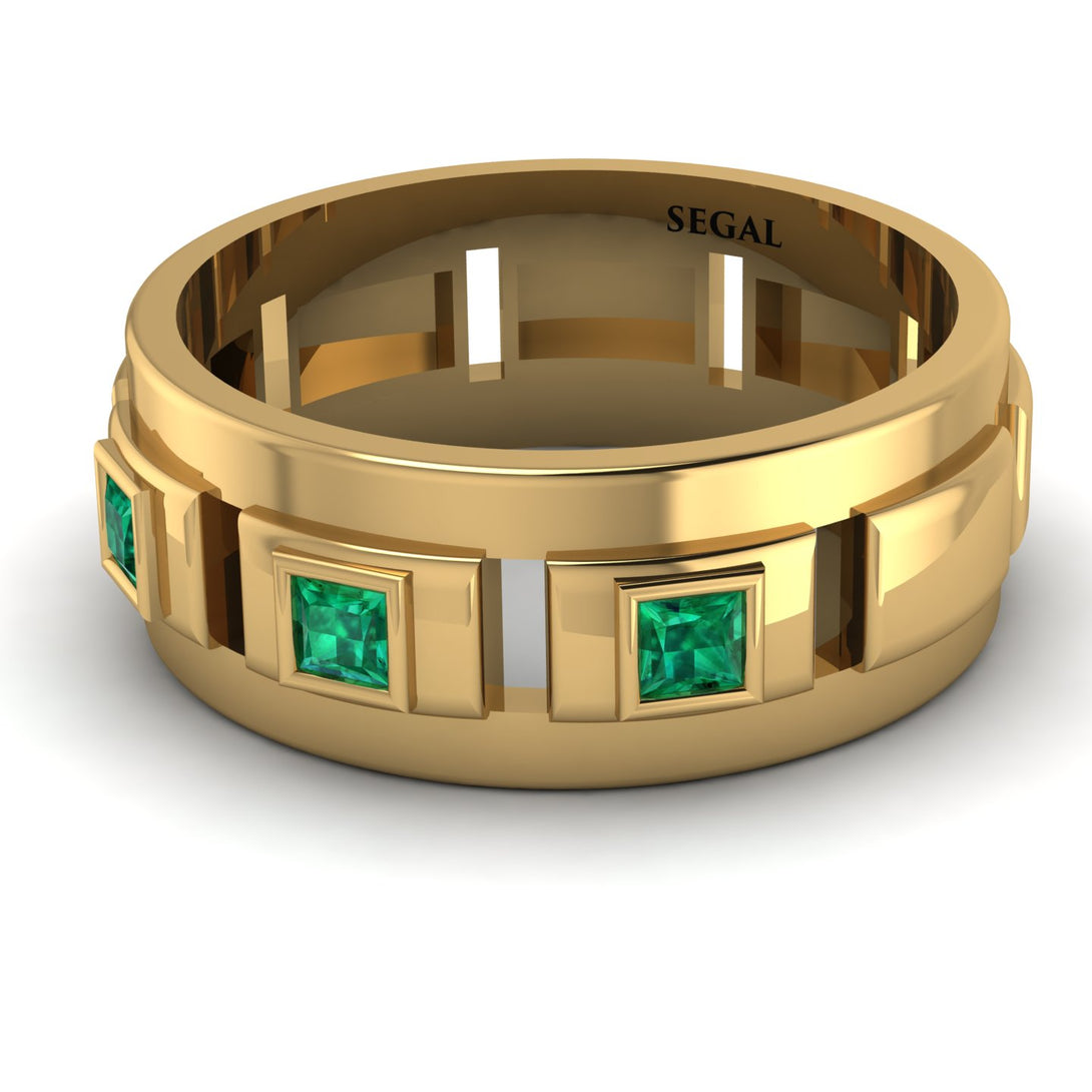 Architectural Princess Emerald Wedding Band - Henry No. 10