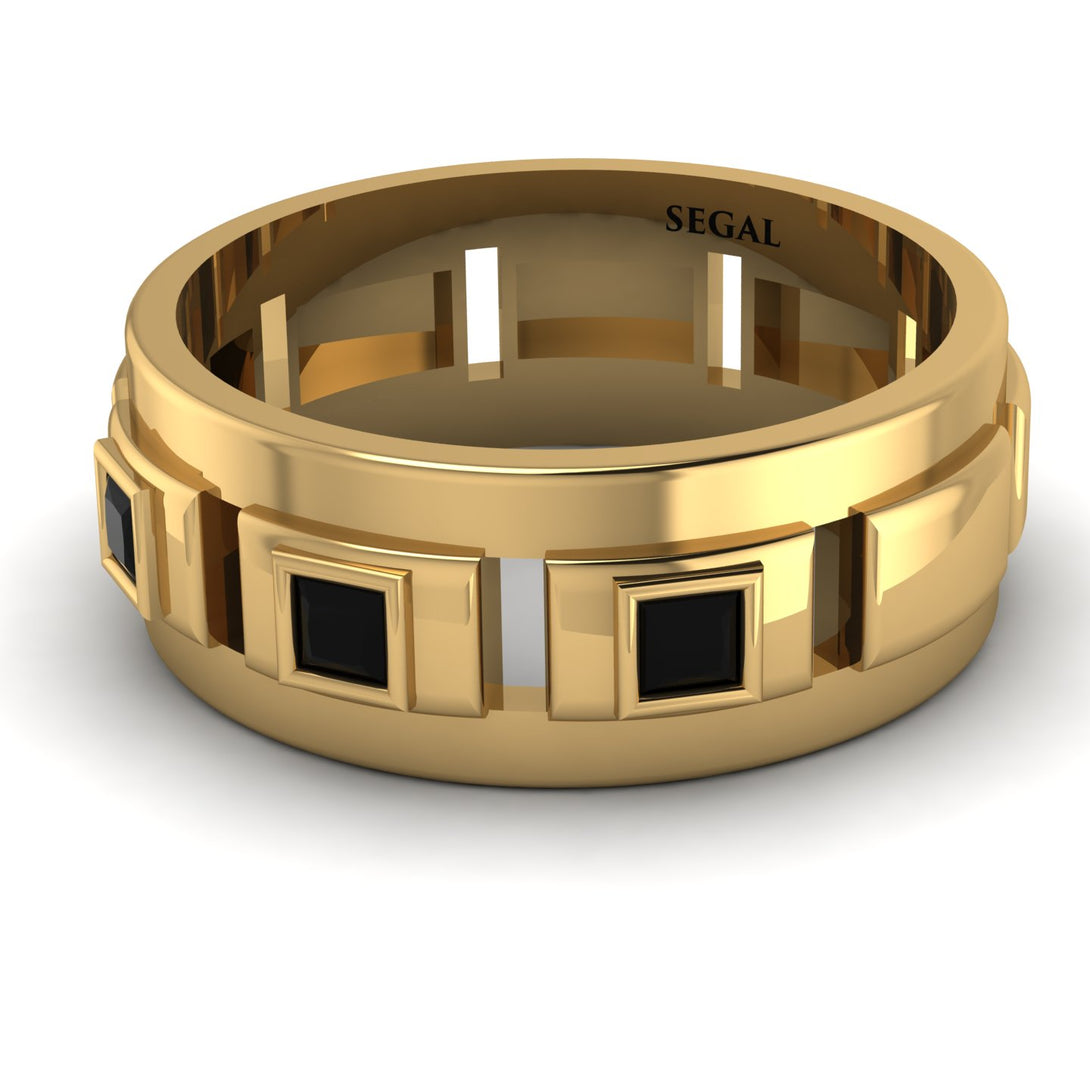 Architectural Princess Black Diamond Wedding Band - Henry No. 4