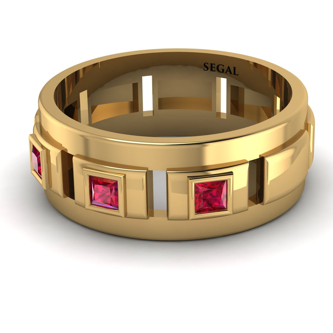 Architectural Princess Ruby Wedding Band - Henry No. 7