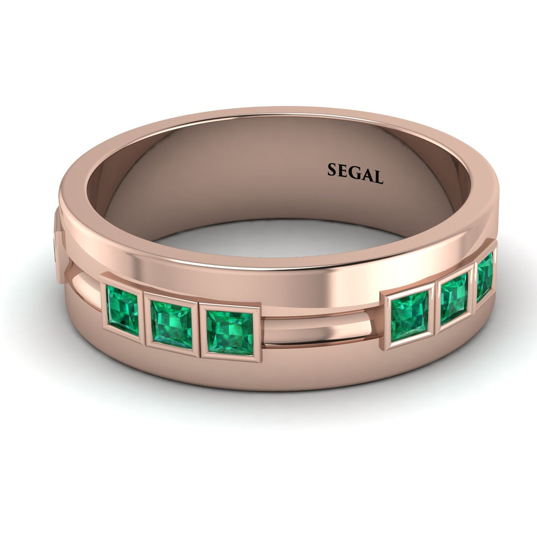 Glamorous Princess Emerald Wedding Ring - Samuel No. 11