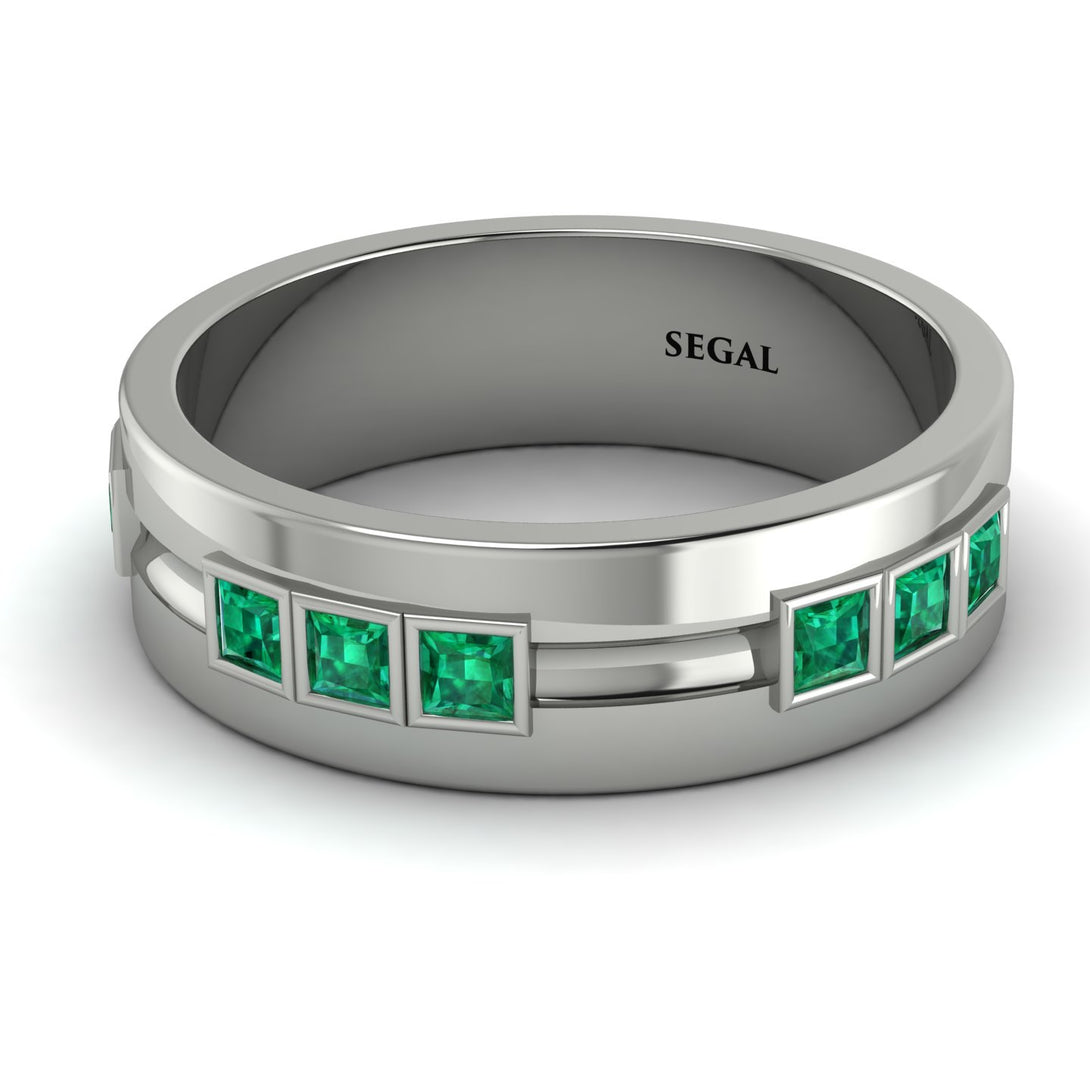 Glamorous Princess Emerald Wedding Ring - Samuel No. 12